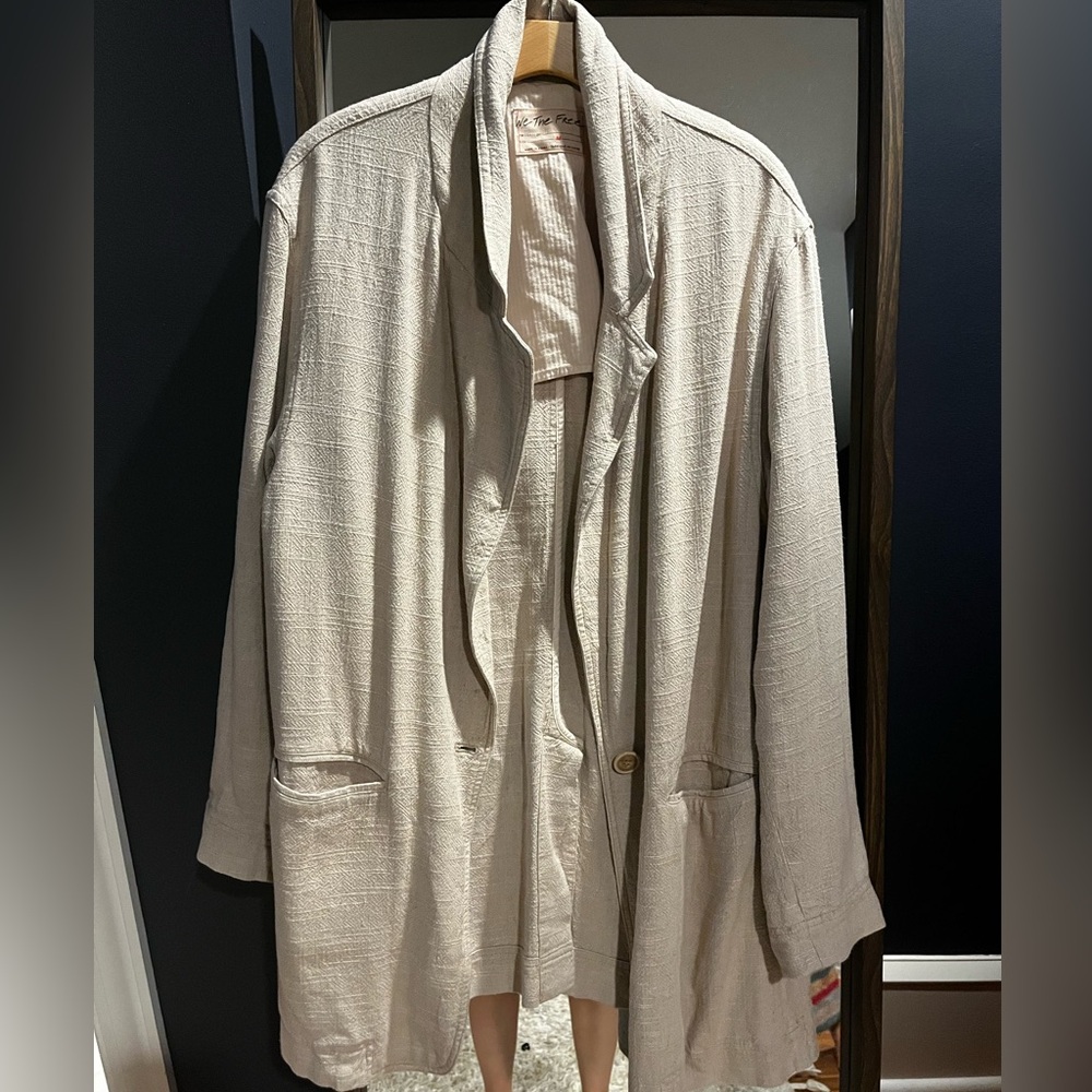 Free People Tan Blazer Relaxed Fit Longline